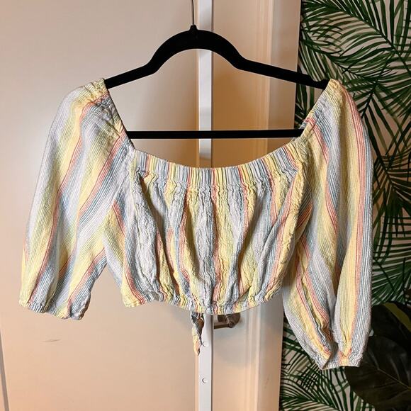 Moon River Tie Front Balloon Sleeve Top - Picture 8 of 8